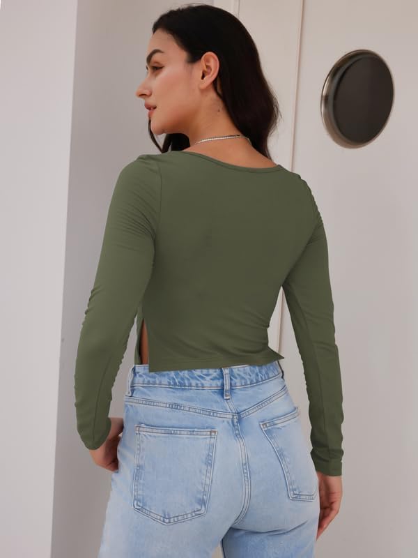 Trendy Queen Womens Long Sleeve Crop Tops Cute Sexy Going Out Y2k Shirts Fall Fashion Outfits for Women 2023 Basics Clothing - Image 5