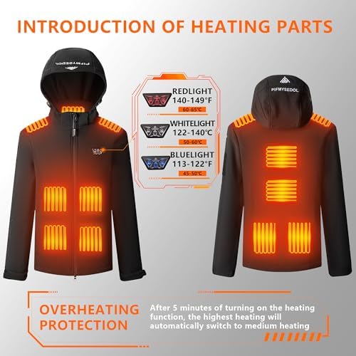 PIFMYSEDOL Women's Heated Jacket with Battery Pack, Outdoor Sports Heated Jackets for Women in Black, Gift for Christmas - Image 3