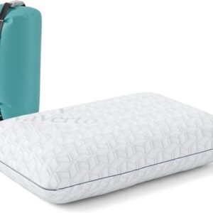 Vaverto Small Memory Foam Pillow for Travel and Camping - Compressible Medium Firm, Contoured Support, Breathable Cover, Machine Washable, Ideal Backpacking, Airplane and Car