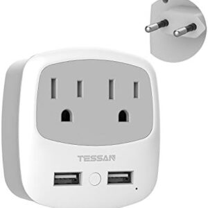 European Travel Plug Adapter Converter, TESSAN International Power Plug Converter with 2 USB, Type C Outlet Adaptor Charger for US to Most of Europe EU Iceland Spain Italy France Germany