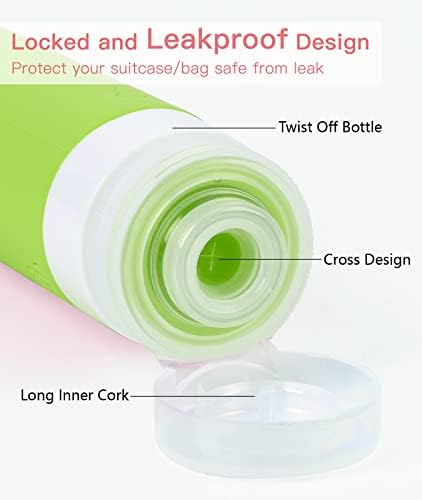 Quatish Travel Size Bottles, 4 Pack Leak Proof Travel Containers for Toiletries, Silicone Travel Shampoo and Conditioner Bottles Tsa Approved, 3 oz Travel Size Toiletries with Clear Toiletry Bag - Image 2