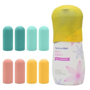 TRANOMOS 8 Pack Silicone Bottle Covers, Travel Essentials for Women Men, Travel Size Toiletries, Cruise Ship Essentials,Travel Accessories Luggage, Travel Must Haves, Elastic Sleeves for Leak Proofing