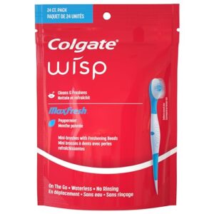 Colgate Max Fresh Wisp Disposable Mini Travel Toothbrushes, Peppermint, 24 Count (Pack of 4)