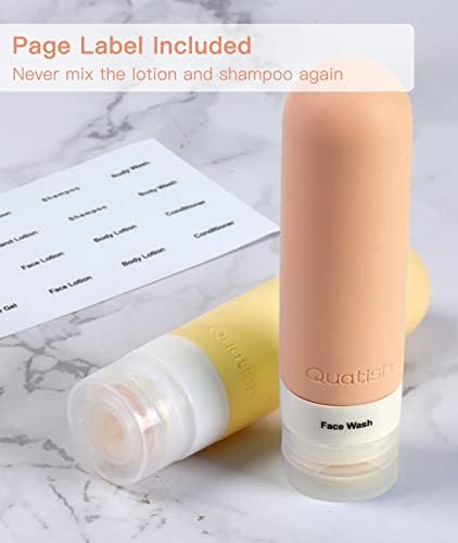 Quatish Travel Size Bottles, 4 Pack Leak Proof Travel Containers for Toiletries, Silicone Travel Shampoo and Conditioner Bottles Tsa Approved, 3 oz Travel Size Toiletries with Clear Toiletry Bag - Image 5