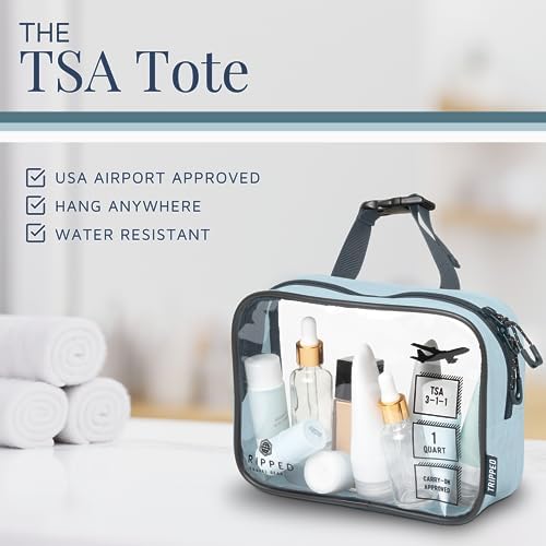 Toiletry Bag Kit Set: Hanging Travel Toiletry Bag + 311 TSA Cosmetic Liquid Bag + Ultralight Accessory Organizer Pouch (Dusty Teal) - Image 4