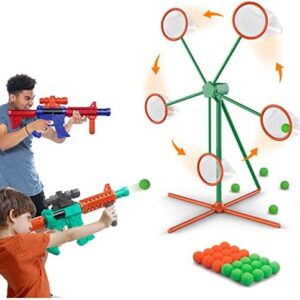 Shooting Games Toys for Age 5-6 7 8 9 10 + Year Old Boys, Kids Toy Sports & Outdoor Game with Moving Shooting Target & 2 Popper Air Toy Guns & 24 Foam Balls, Gifts for Boys and Girls