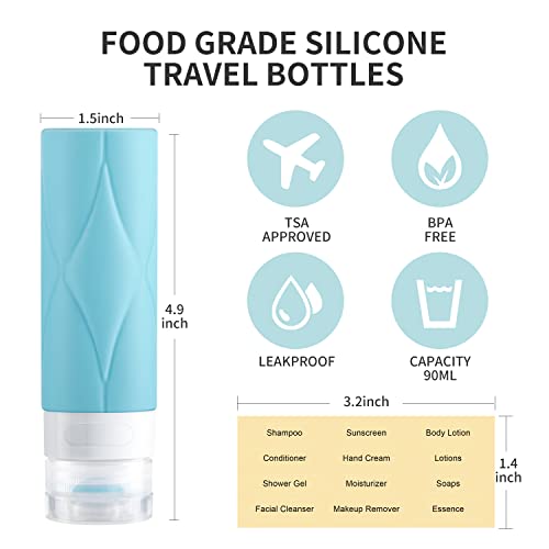 SUDDHO Travel Bottles for Toiletries, 3oz Travel Size Containers, Tsa Approved,BPA Free Leak Proof Squeezable Silicone Travel Size Bottles for Shampoo Conditioner Lotion(4Pack) - Image 5