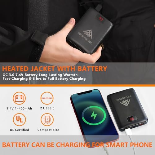 PIFMYSEDOL Women's Heated Jacket with Battery Pack, Outdoor Sports Heated Jackets for Women in Black, Gift for Christmas - Image 6