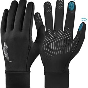 ATARNI Winter Warm Running Touchscreen Gloves - Outdoor Sports Bike Black Mittens Gloves Anti-Slip Soft Fleece Lining Full Finger for Man Woman