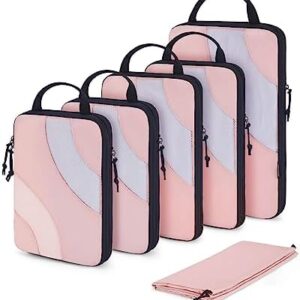 Compression Packing Cubes, BAGSMART 6 Set Travel Packing Cubes for Carry on Suitcases, Compression Suitcase Organizers Bag Set & Travel Cubes for Luggage, Lightweight Packing Organizers with Shoe Bag