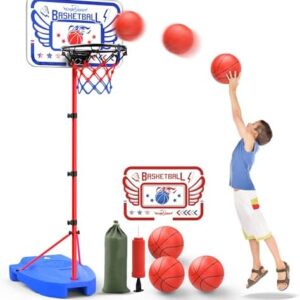 Eaglestone Kids Basketball Hoop, Adjustable Toddler Basketball Hoop Toy for Kids Indoor Outdoor Mini Portable Basketball Goals, Sport Game Gifts for Age 3 4 5 6 7 8 9 Boys Girls