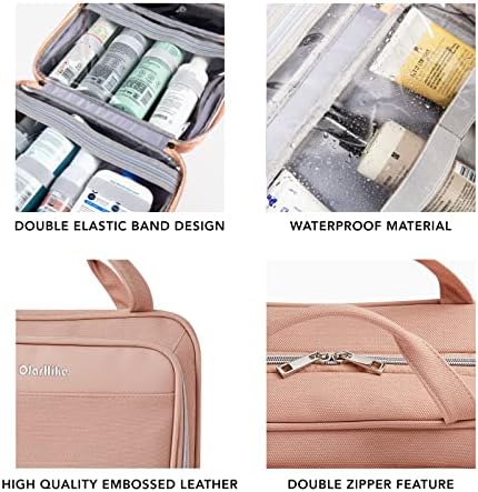 OlarHike Travel Toiletry Hanging Bag Waterproof Leather Bags, Makeup, Toiletries, Jewelry, Travel Essentials 3 in 1 Packing Organizers, Cosmetic Travel-Sized Container, Large Capacity for Women Pink - Image 4