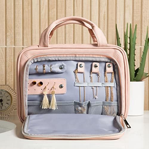 OlarHike Travel Toiletry Hanging Bag Waterproof Leather Bags, Makeup, Toiletries, Jewelry, Travel Essentials 3 in 1 Packing Organizers, Cosmetic Travel-Sized Container, Large Capacity for Women Pink - Image 6