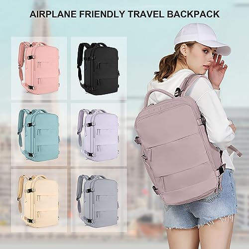 coowoz Large Travel Backpack For Women Men,Carry On Backpack,Hiking Backpack Waterproof Outdoor Sports Rucksack Casual Daypack travel essentials(Pink Purple) - Image 7