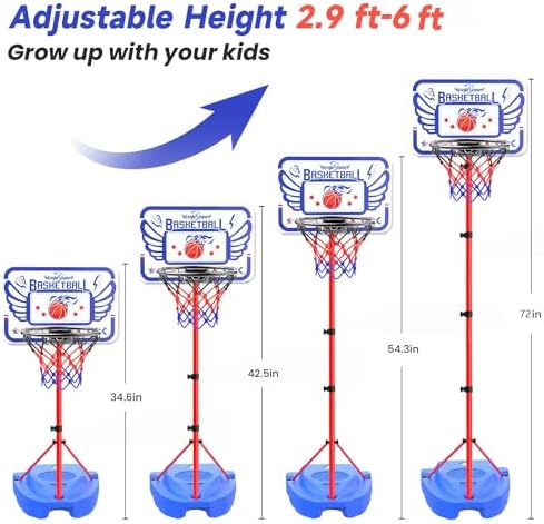 Eaglestone Kids Basketball Hoop, Adjustable Toddler Basketball Hoop Toy for Kids Indoor Outdoor Mini Portable Basketball Goals, Sport Game Gifts for Age 3 4 5 6 7 8 9 Boys Girls - Image 3