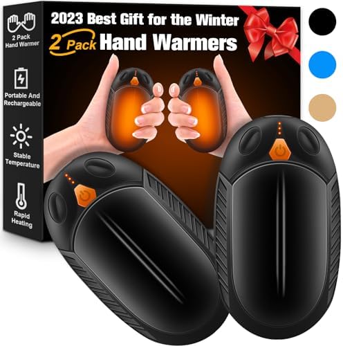 Hand Warmers Rechargeable, 2 in 1 Hand Warmer Protable Camping Accessories Hunting Gear Men Women Outdoor/Indoor/Hunting/Golf/Camping/Hiking/Football/Winter Sports Essential 2 Pack