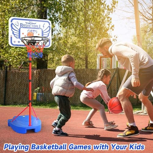 Eaglestone Kids Basketball Hoop, Adjustable Toddler Basketball Hoop Toy for Kids Indoor Outdoor Mini Portable Basketball Goals, Sport Game Gifts for Age 3 4 5 6 7 8 9 Boys Girls - Image 7