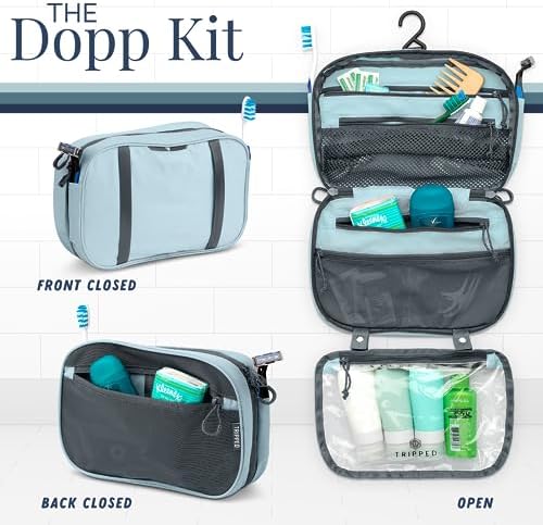 Toiletry Bag Kit Set: Hanging Travel Toiletry Bag + 311 TSA Cosmetic Liquid Bag + Ultralight Accessory Organizer Pouch (Dusty Teal) - Image 3