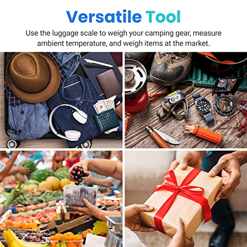 Etekcity Luggage Scale, Travel Essentials, Digital Weight Scales for Travel Accessories, Portable Handheld Scale with Temperature Sensor, Rubber Paint, 110 Pounds, Battery Included, Blue - Image 5