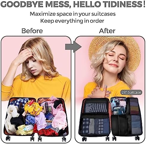 YAMIU Packing Cubes for Suitcases, 7 Pcs luggage organizer bags with Shoe Bag, 2 Waterproof Travel Toiletry Bags, Travel Cubes for Travel Essentials Travel Accessories - Image 8