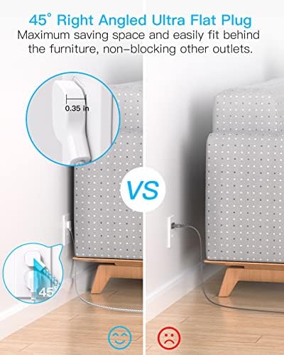 Flat Plug Power Strip, 5ft Ultra Flat Extension Cord - 3 Outlets 4 USB Ports (2 USB C) 22.5W/4.5A Desktop Charging Station, Power Strip No Surge Protection for Cruise Ship, Dorm Room Travel Essentials - Image 3