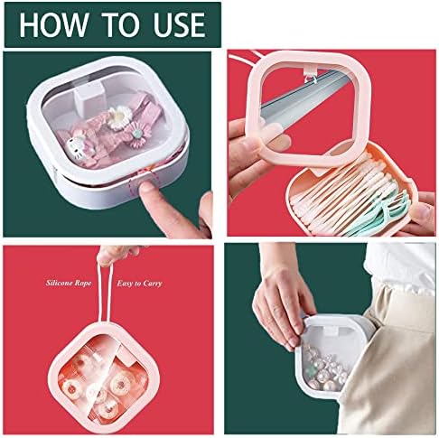 4pcs Hair Tie Organizer,Portable Travel Qtip Holder,Bathroom Storage Organizer Qtip Dispenser Cotton Swabs Dispenser Kids Hair Accessory Box with Lid for Bathroom,Desktop Organizer (4 Pcs White) - Image 5