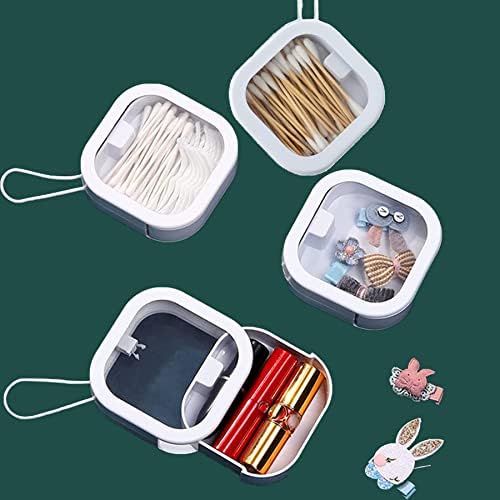 4pcs Hair Tie Organizer,Portable Travel Qtip Holder,Bathroom Storage Organizer Qtip Dispenser Cotton Swabs Dispenser Kids Hair Accessory Box with Lid for Bathroom,Desktop Organizer (4 Pcs White) - Image 7