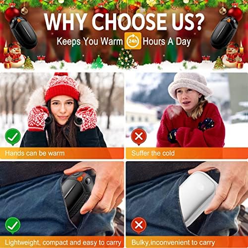 Hand Warmers Rechargeable, 2 in 1 Hand Warmer Protable Camping Accessories Hunting Gear Men Women Outdoor/Indoor/Hunting/Golf/Camping/Hiking/Football/Winter Sports Essential 2 Pack - Image 4