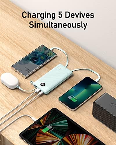 VEEKTOMX Portable Charger with Built in Cables 10000mAh, USB C Power Bank for iPhone, Small Travel Bettery Pack, Slim iPhone Charger Compatible with iPhone, Samsung, Android Devices for Travel - Image 4