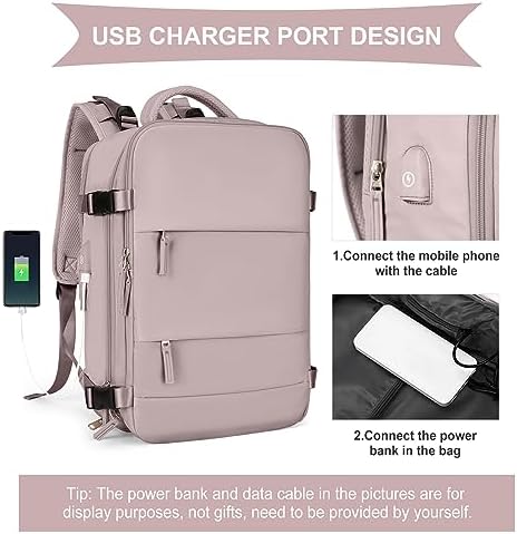 coowoz Large Travel Backpack For Women Men,Carry On Backpack,Hiking Backpack Waterproof Outdoor Sports Rucksack Casual Daypack travel essentials(Pink Purple) - Image 4